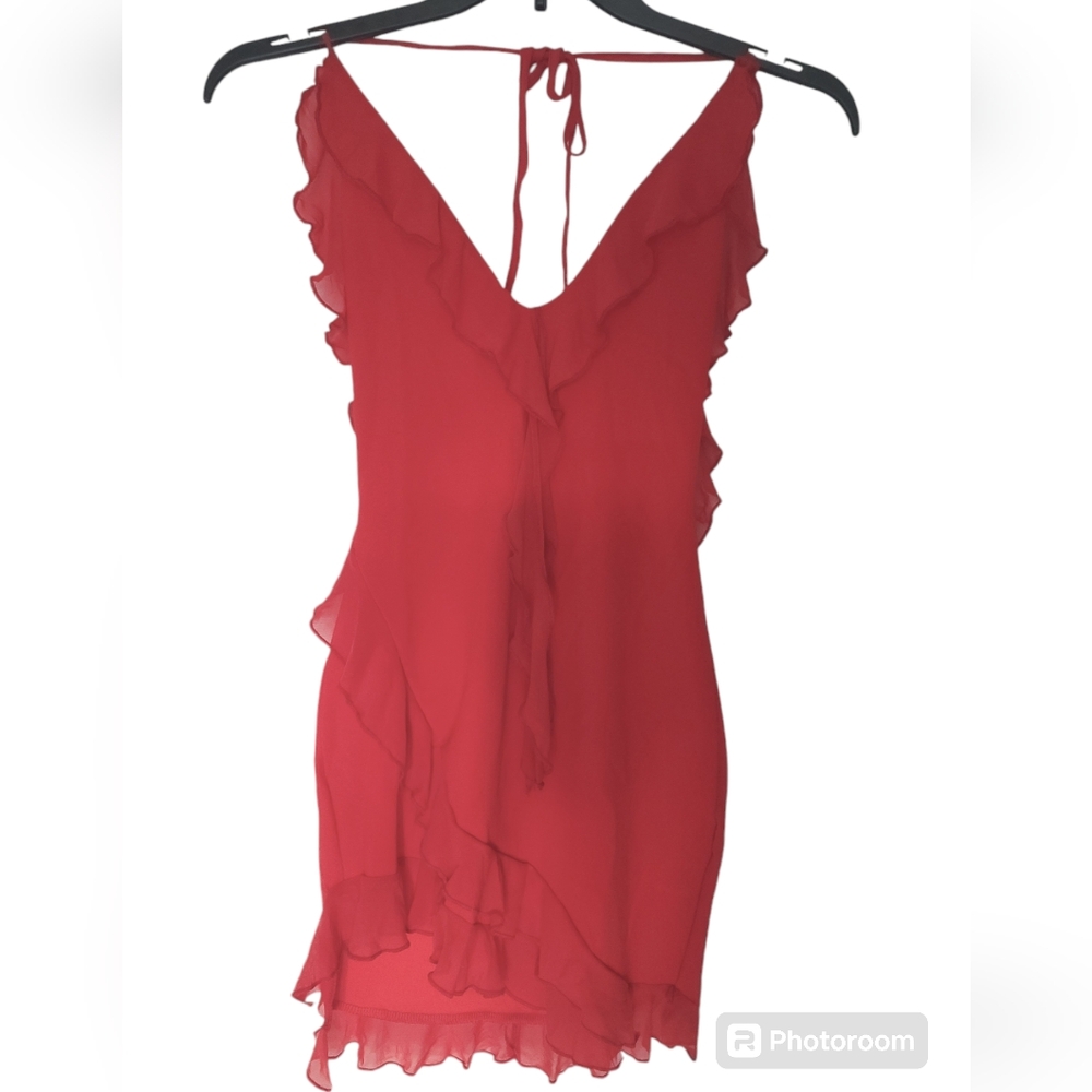 Shein Women's Ruffle Dress Red Size Small